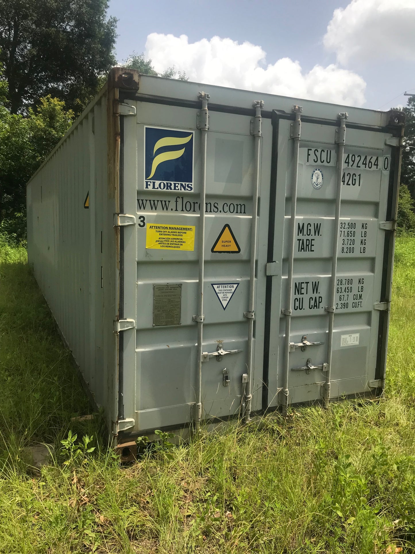 40' Standard Wind & Water Tight Container